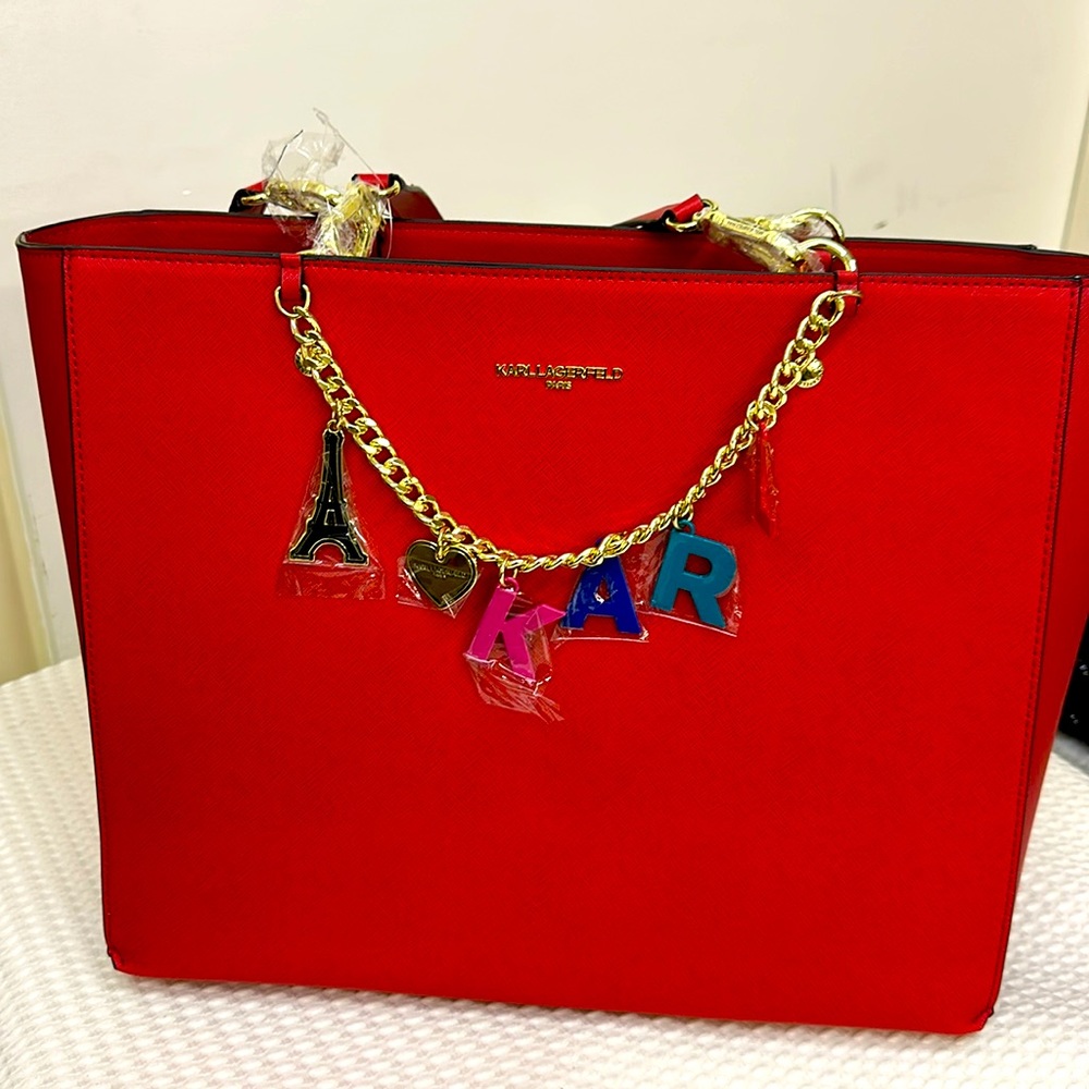 A gorgeous gorgeously red Karl Lagerfeld bag .ONE DAY SALE ONLY